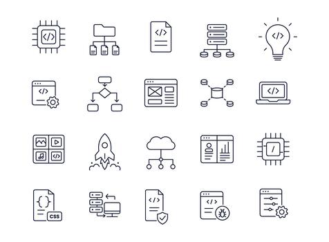 codificación web desarrollo y programación conceptos íconos vector