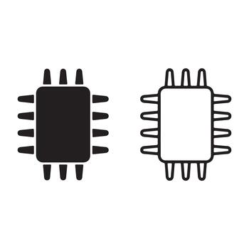 pastilla procesador UPC electrónica tecnología icono vector