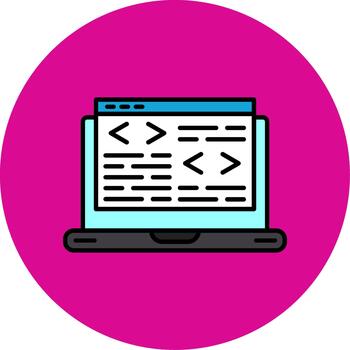 codificación lleno multi circulo icono diseño fuente editor vector
