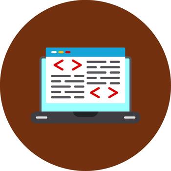 codificación plano multi circulo icono diseño código editor vector