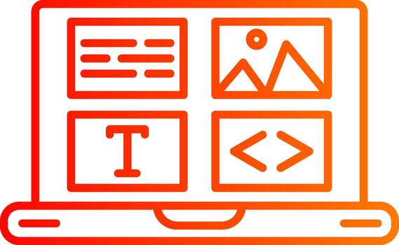 web desarrollo línea degradado icono diseño lleno apilar vector