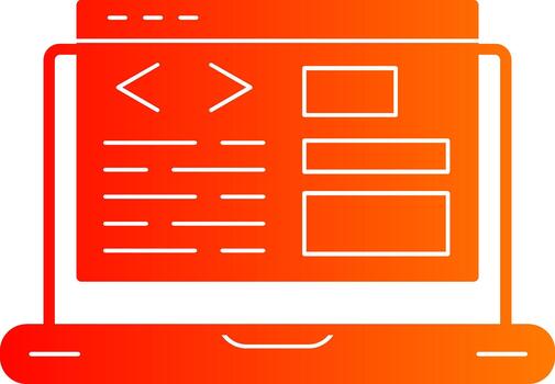 web programación glifo degradado icono diseño Interfaz codificación vector