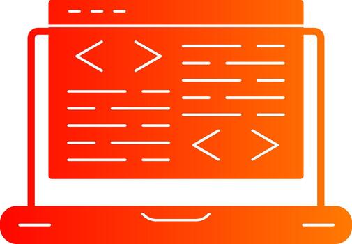 codificación glifo degradado icono diseño código editor vector