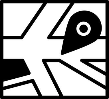 mapa semi sólido diseño icono ruta mapa vector