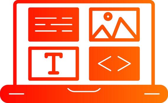 web desarrollo glifo degradado icono diseño lleno apilar vector