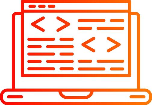 codificación línea degradado icono diseño fuente editor vector