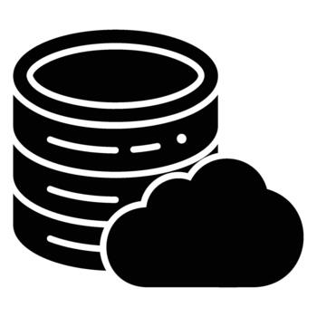 nube datos icono para datos almacenamiento en un computadora red en sólido estilo vector