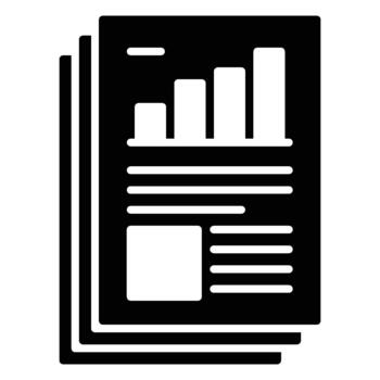 Statistics icon in document data form in solid style vector