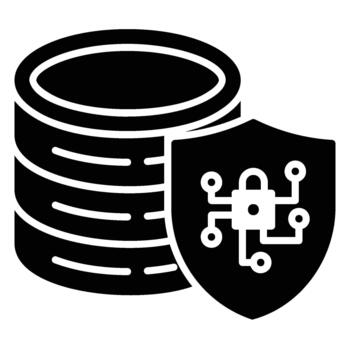 cifrado base de datos icono para datos seguridad en sólido estilo vector