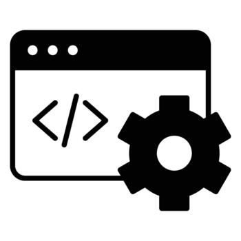 Coding icon or developing website pages in solid style vector