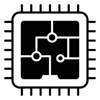 procesador icono para un computadora datos Procesando chip en sólido estilo vector