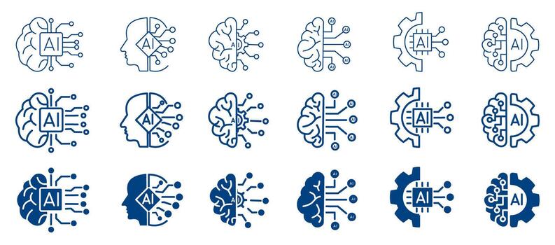 nube ai servidor icono colocar. nube informática, artificial inteligencia, datos almacenamiento y red vector