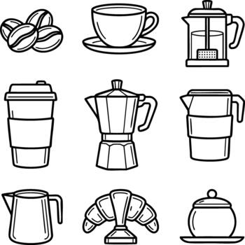 café fabricante máquina artículos haz vector