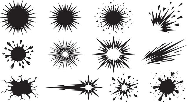 Comic Explosion and Blast Effect Elements Set vector
