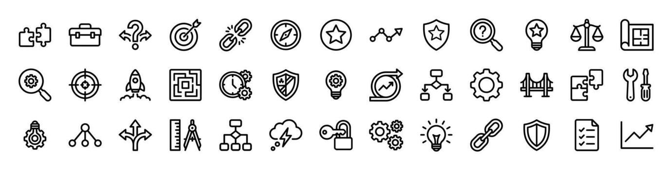 Problem Solving Decision Making Solution Line Icon Set vector