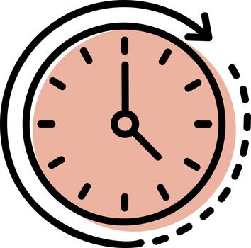 Clock timer showing duration and processing vector