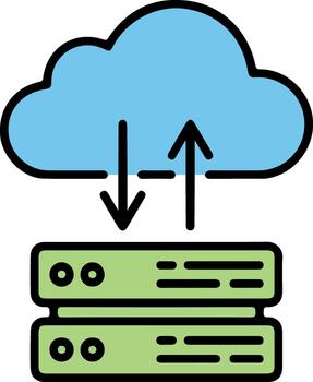 Cloud computing data transfer and server storage icon vector