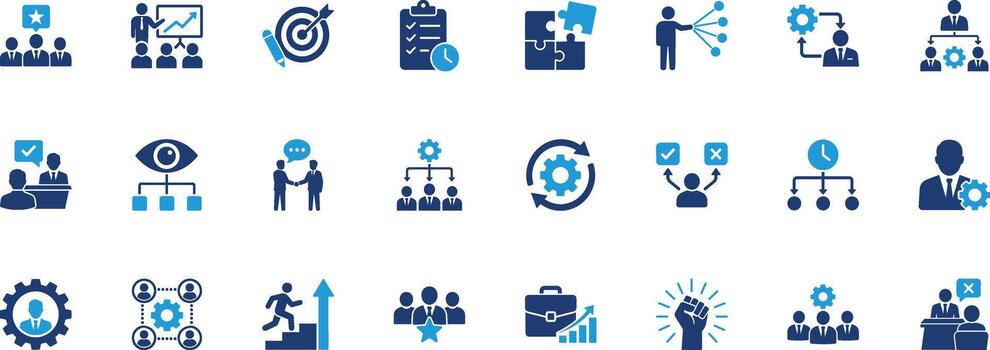 gerente sólido icono conjunto vector