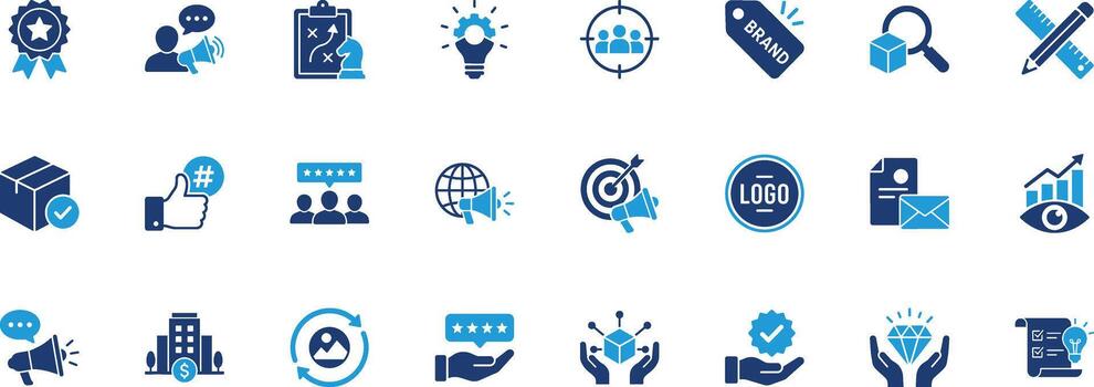 Branding Solid Icon Set vector