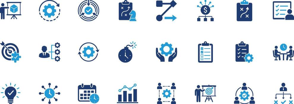 Project Management Solid Icon Set vector