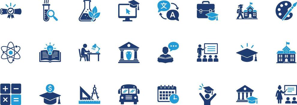 School Solid Icon Set vector