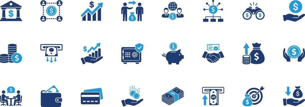 Finance Solid Icon Set vector