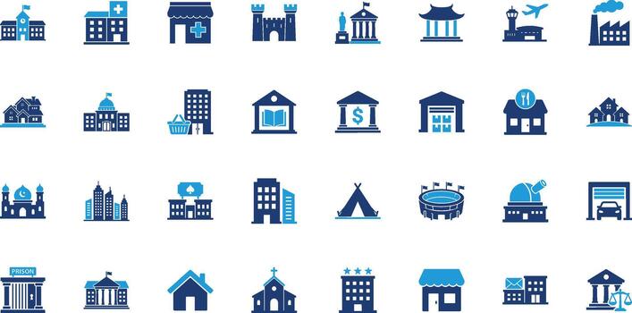 Building Solid Icon Set vector