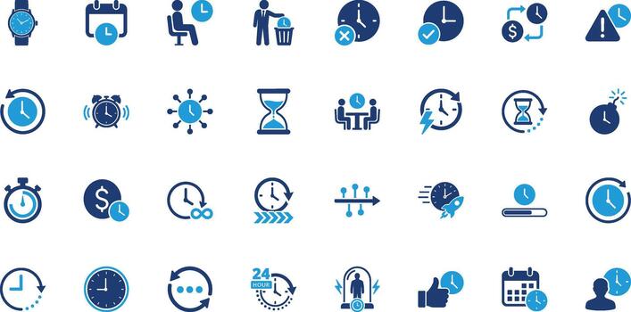 Time Solid Icon Set vector