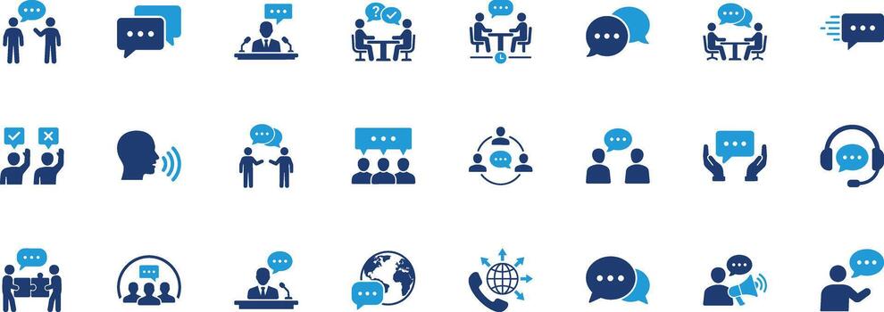 Hablando sólido icono conjunto vector