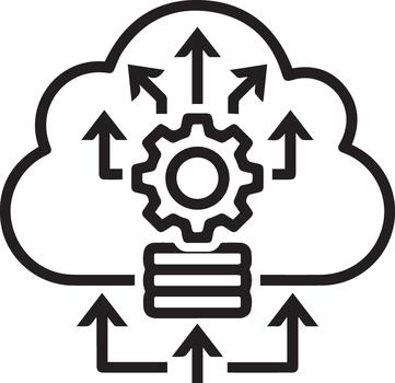 Cloud Server Processing and Data Upload Icon vector