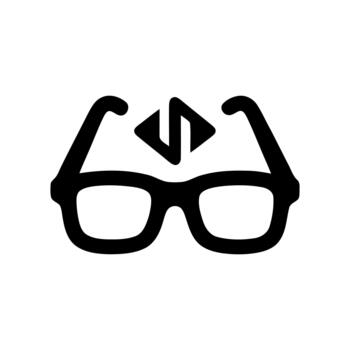 lentes con programación código icono para desarrollador visión y tecnología atención vector