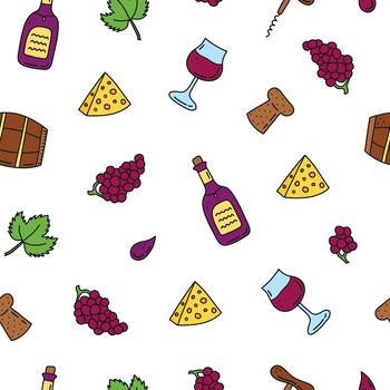 Seamless pattern with wine elements. vector