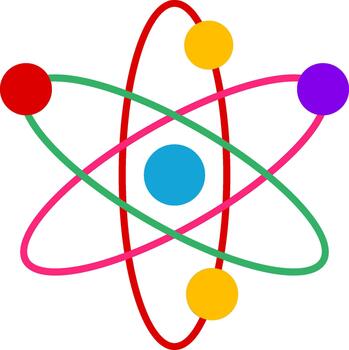 átomo estructura plano icono diseño atómico modelo vector