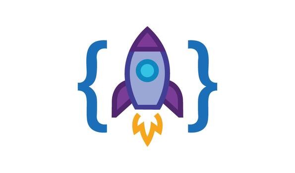 Code Rocket Launch Programming Icon for Software Development vector