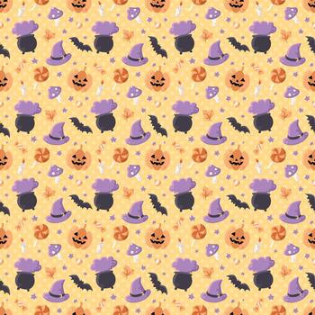 Cute Halloween Witch Pattern vector