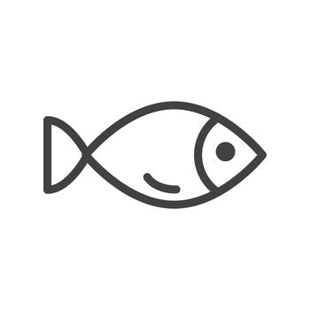 Outline simple fish icon isolated. vector