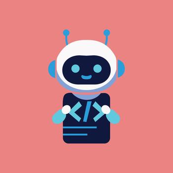 Coding robot character with programming symbols icon programming software developer technology vector