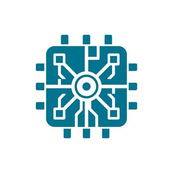 Computer Microprocessor CPU Chip Microchip Flat Icon vector
