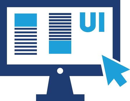 Computer screen displaying user interface elements with a cursor pointer hovering over one signifying digital interaction and web development vector