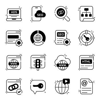 Seo and Programming Solid Icons vector
