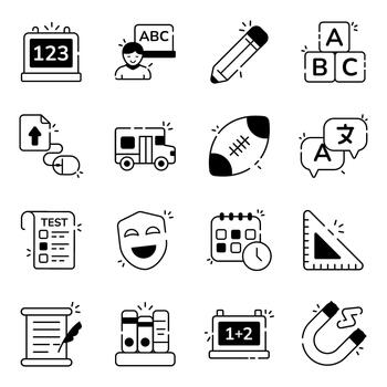 aprendizaje sólido íconos vector