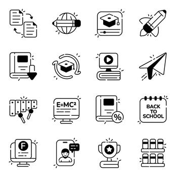 Education, Study and Knowledge Solid Icons vector