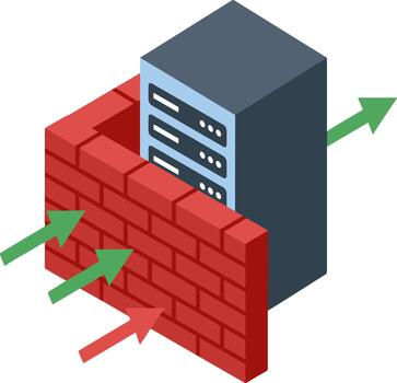 red cortafuegos y servidor datos seguridad vector