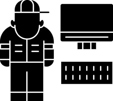 glifo icono programador avanzado programador software codificación técnico innovación icono vector