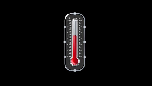 temperatuur thermometer icoon animatie met Celsius en Fahrenheit indicator. thermometer temperatuur toenemen en verminderen animatie video