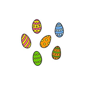 Doodle colored Easter eggs. vector