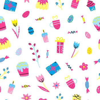 Seamless pattern with Easter elements. vector