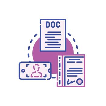 Document converting system with data processing workflow icon vector
