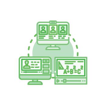 Online teaching workshop concept using remote learning platform vector