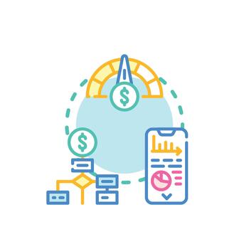Analytics dashboard display process for data visualization vector